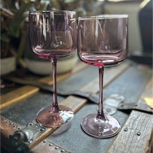 Our Place Set of Two Tinted Wine Glasses - Rosa